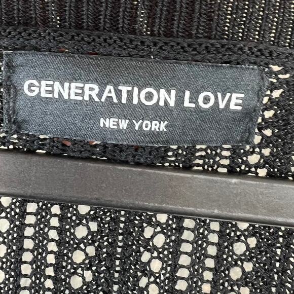 Generation Love Black Pointelle Open Knit Cardigan Small Old Money Quiet Luxury - Picture 9 of 9